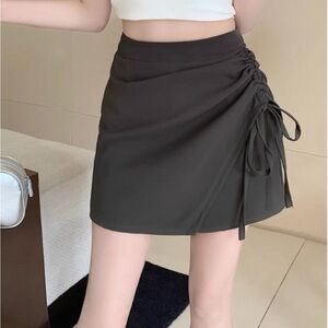 Chic Black Ruched Mini Skirt